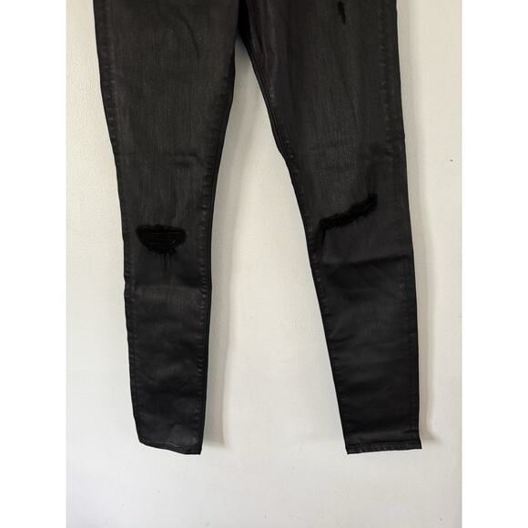NWOT AG Adriano Goldschmied Farrah Skinny Ankle Black Lacquered Distressed Sz 27 - Picture 8 of 10
